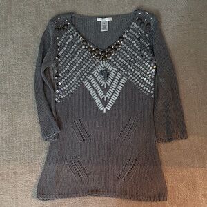 Vertigo Paris Gray Sequin Sweater